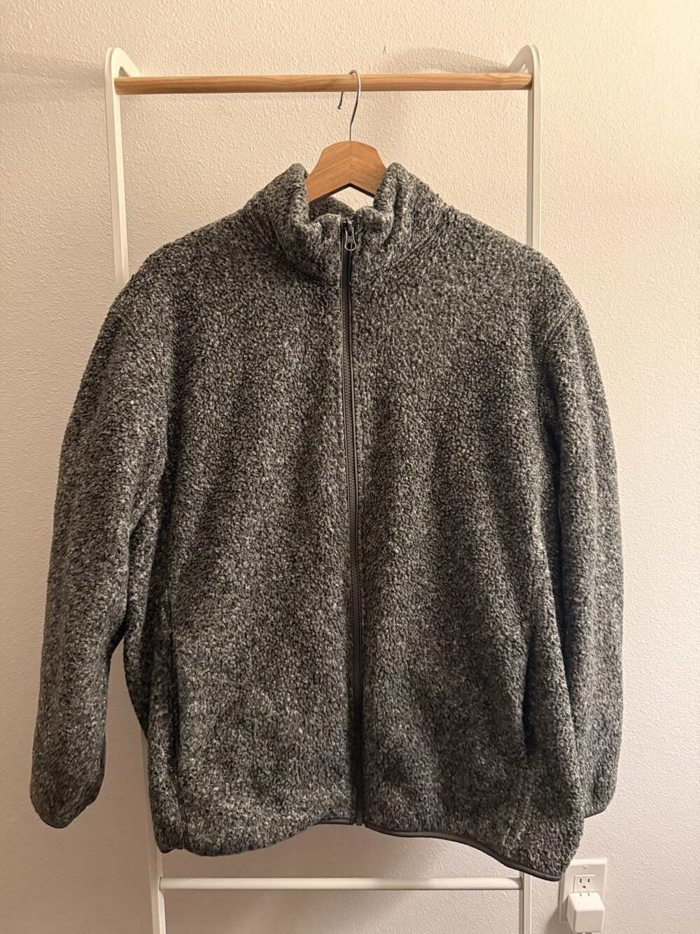 Uniqlo Gray Heather Zip Fleece Jacket Mens XL